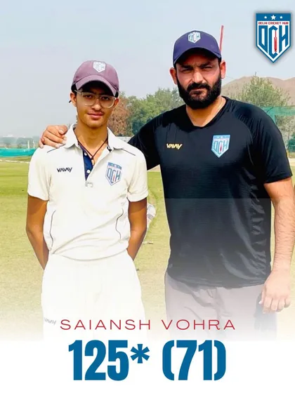 Saiansh Vohra's unbeaten 125 runs off only 71 balls. An incredible display of aggressive and smart batting.