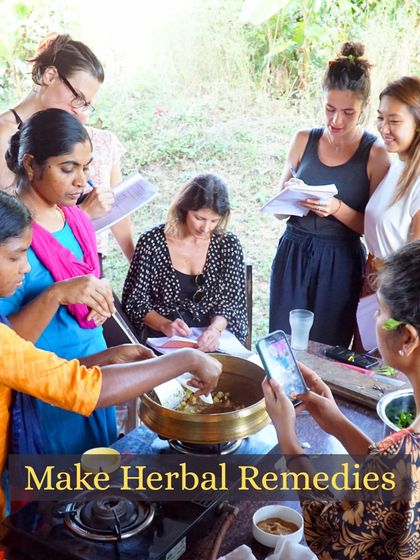 In our outdoor classroom, students learn to make herbal remedies from scratch. This practical session connects you directly with the medicinal plants from our garden, turning ancient knowledge into a tangible skill.
