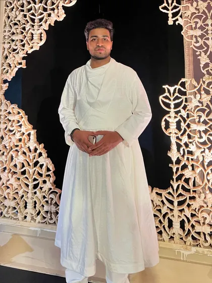 Dressed for the occasion at the Tarun Tahiliani fashion show, where I was part of the percussion ensemble.