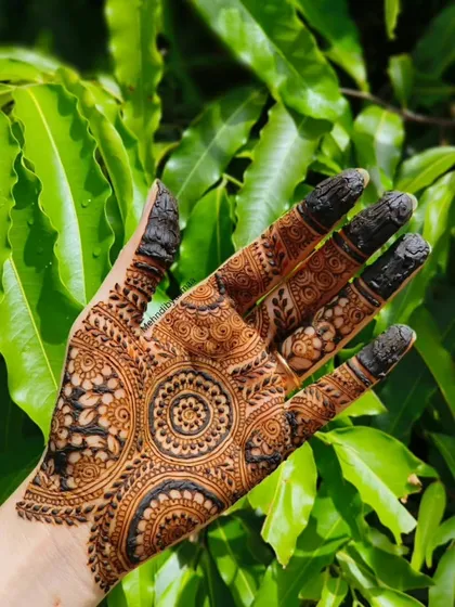 The result of a henna session on a shaky train to Chennai! It was a challenge, but I'm proud of how this intricate design turned out.