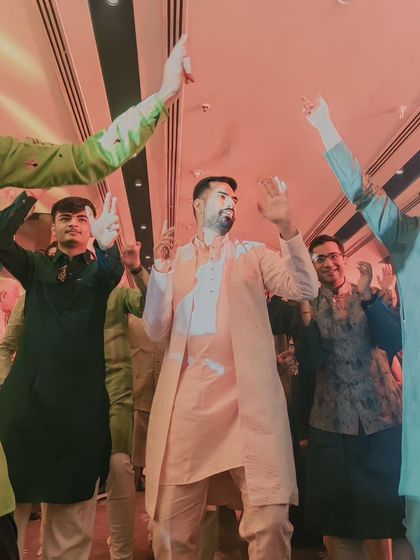 The groom and his squad bringing the energy to the Mehendi party. We make sure the groom's side has just as much fun!
