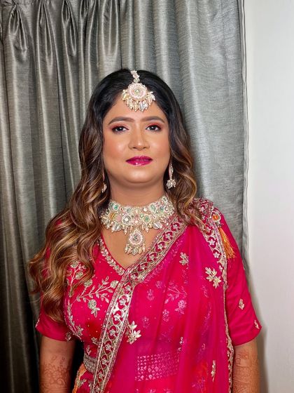 A confident and radiant bride-to-be. The makeup celebrates her dusky skin tone, making her glow from within.