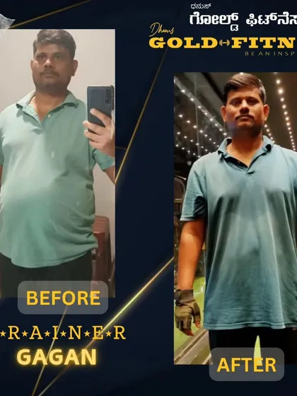 This transformation shows a significant reduction in body fat and an improvement in overall posture and fitness. Trainer Gagan helped this client build a healthier lifestyle.