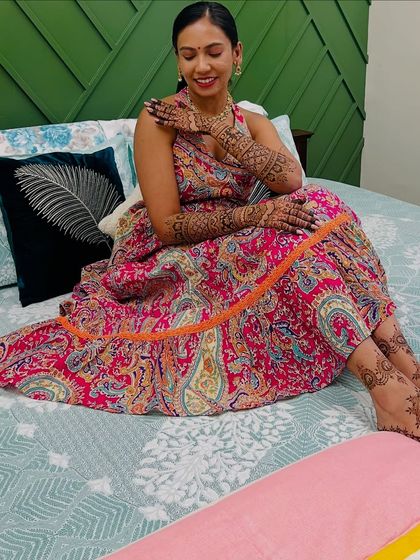 Another beautiful shot of Sneha, looking serene and elegant with her completed bridal mehendi.
