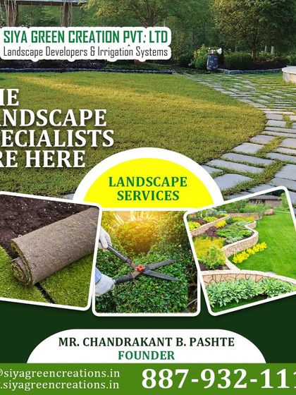 As landscape specialists, we handle everything from supplying the lawn rolls to trimming and maintaining the hedges. This image shows the different components of our complete landscape service.