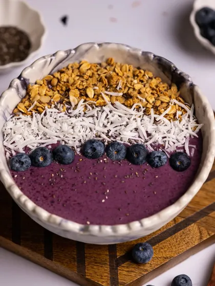 A three-quarter angle of the blueberry smoothie bowl. I always provide multiple angles to give clients a variety of choices for their marketing.