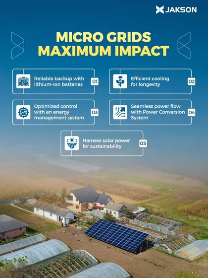Our microgrids deliver maximum impact by integrating reliable lithium-ion batteries, efficient cooling systems, and smart energy management. By harnessing solar power and ensuring seamless power flow, we provide a complete solution for energy independence and sustainability.