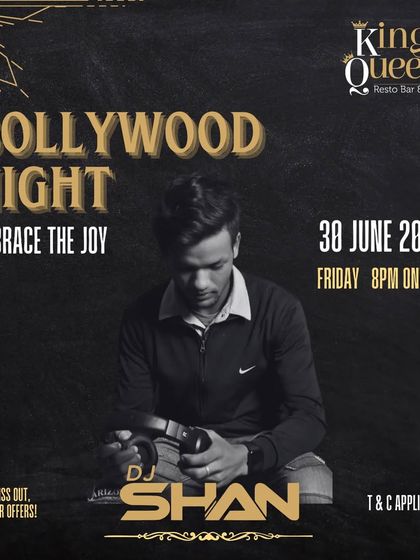 My solo poster for a "Bollywood Night" in Hyderabad, promising to bring the joy.