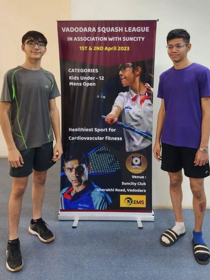 Two young players at the Vadodara Squash League, an event designed to encourage new talent.