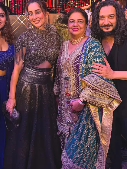 Posing with the wonderful Dr. Madhu Chopra, Anusha Dandekar, and my collaborator Nidhi Prabhu at a beautiful sangeet event. The energy was absolutely electric.