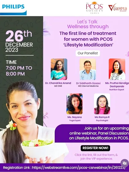 I was honored to be part of this panel discussion on lifestyle modification for PCOS. My sessions incorporate specific yogic practices to help manage symptoms, and it's wonderful to collaborate with doctors and nutritionists to offer a holistic approach to wellness.