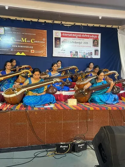 I believe music is for sharing, and I am incredibly proud to see my students perform on stage. This was a wonderful performance by an ensemble of eight of my students for the KCMC Haridasa Sangeetotsava at Malleswaram Ramamandira.