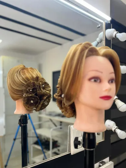 The floral bun seen in our training studio, giving a behind-the-scenes look at the learning environment.
