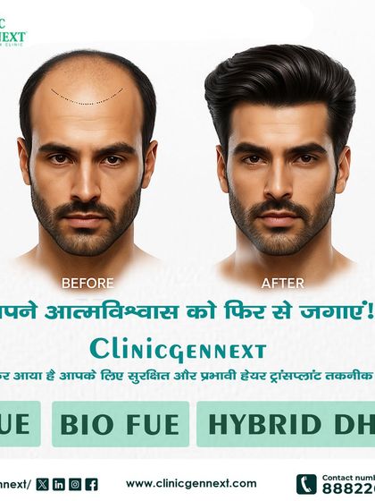 Here I illustrate the transformation from baldness to a full head of hair. I use a range of safe and effective techniques like FUE, BIO FUE, and Hybrid DHI to achieve these results.