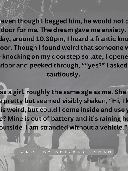 A story of a grandfather's dream warning his granddaughter not to open the door to a stranger, saving her from a robbery.