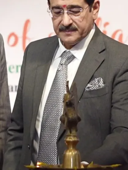 The ceremonial lamp lighting at our "Pride of India" event, marking the beginning of a memorable evening.