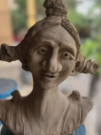 This is a character bust sculpted by Varun, one of the talented artists in our community. He lets the clay guide him, resulting in expressive and whimsical forms.