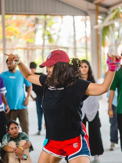 The joy of dance is clear on this performer's face during a battle cypher at Spectra.