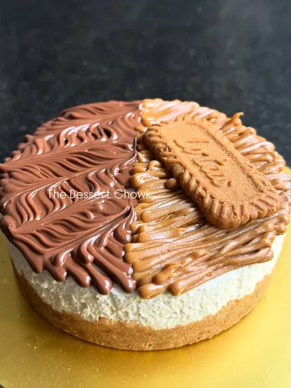 For those who love a perfect pairing, I offer a half-and-half no-bake cheesecake. This one combines the rich, chocolatey flavor of Nutella with the caramelized spice of Lotus Biscoff.