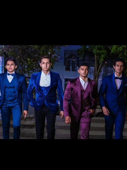 Beyond the sangeet stage, I also do runway choreography and modeling for men's wedding and formal wear, as seen in these shots from a Vivaham fashion event.