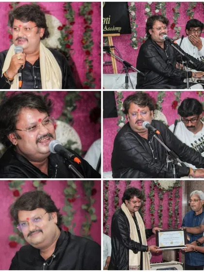 A collage of my performance and interactions at the Swarveni Utsav. The event is also an opportunity for me to connect with students and felicitate their progress.