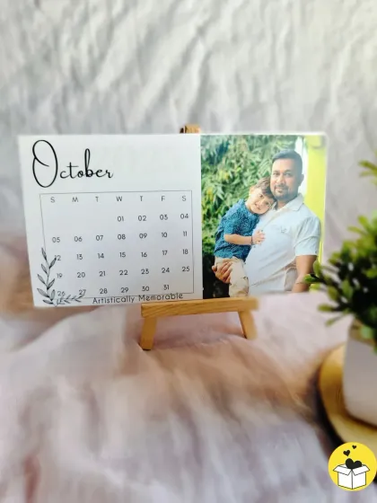 An October calendar card with a heartwarming father and son photo. I love how personal these calendars can be.