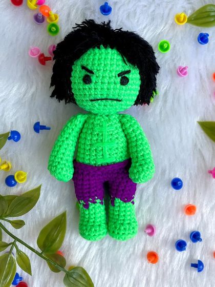 The Incredible Hulk! This small but mighty superhero doll captures his angry expression and classic purple shorts. A great birthday gift for a little Avengers fan.