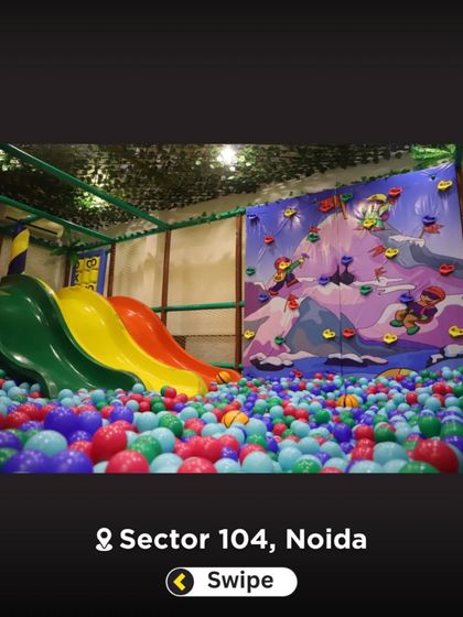 A view of our slides and ball pit area at night. The space is well-lit and always ready for fun, day or night.