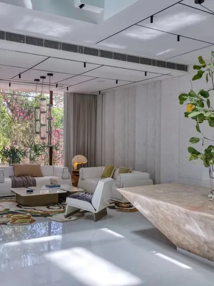 Our residential project 'Vrinda' was recognized for exceptional architectural design at the IndeXcellence Awards 2023. This image shows one of its bright, sunlit living spaces.