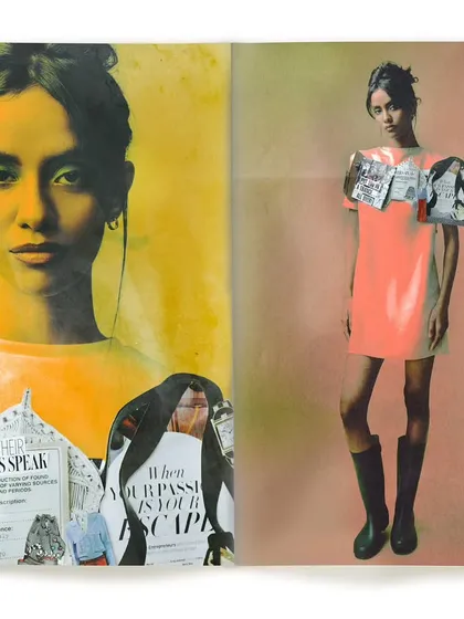 A magazine layout presenting two different looks from the 'from the pages' editorial. This demonstrates how the concept translates into a cohesive print story.
