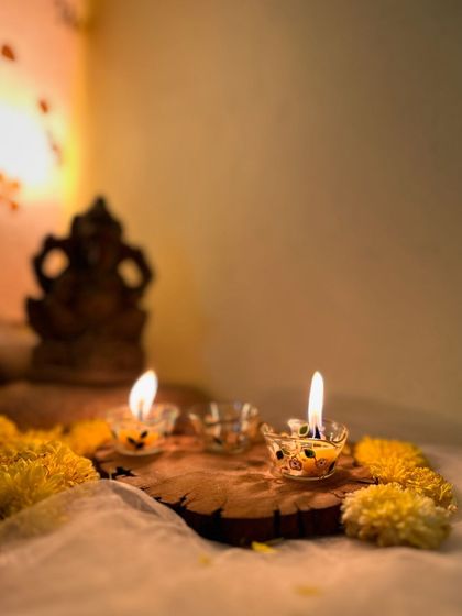Our hand-painted glass diyas are a simple and elegant addition to your Diwali decor.