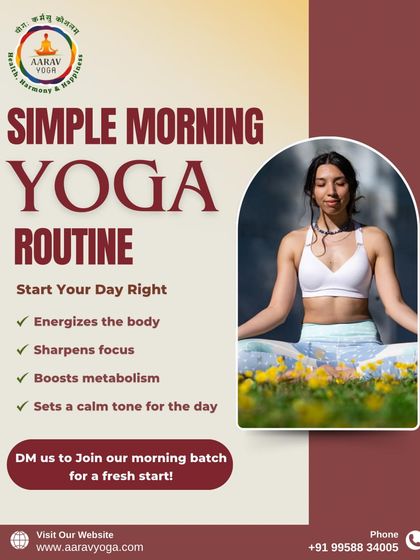 This ad for our simple morning yoga routine lists the benefits of starting your day with us, from energizing the body to setting a calm tone for the day.