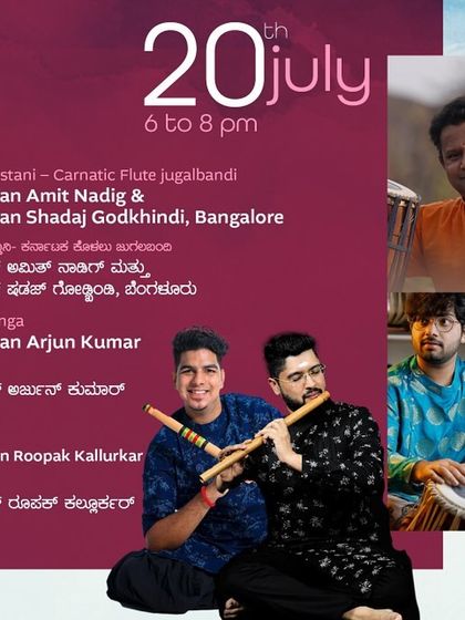 An invitation for a Hindustani-Carnatic flute jugalbandi at Ramakrishna Ashrama. I provided tabla accompaniment for this unique fusion concert.