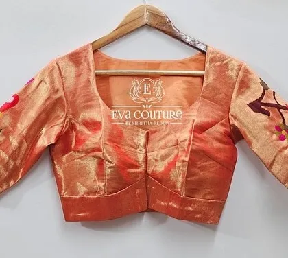 Front view of the Paithani blouse.