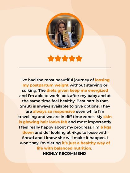 This new mom lost her postpartum weight without starving or sulking. She felt energized, her skin started glowing, and she was supported across different time zones. That's the flexibility I offer.