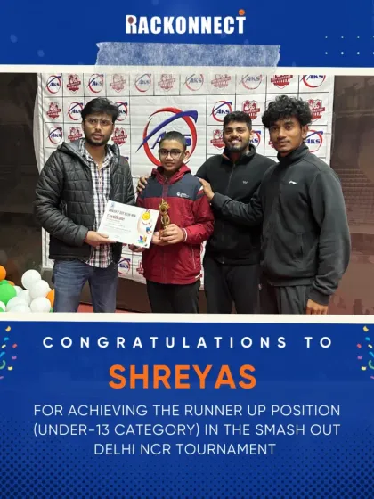 We celebrate every victory, big or small. This image showcases one of our talented players who has achieved success through dedication and training at our academy. Their win is a proud moment for the entire Rackonnect community and inspires us all to keep pushing our limits.