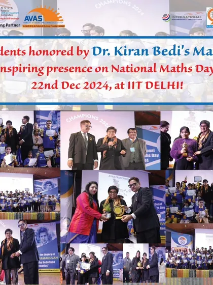 We are immensely proud when our students are recognized on a national stage. Here, our young achievers are honored by the inspiring Dr. Kiran Bedi during the National Maths Day celebrations at IIT Delhi, a testament to their hard work and our commitment to excellence.