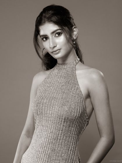 A black and white version of a portrait, for a classic and timeless look.