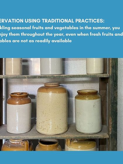 By pickling seasonal fruits and vegetables in the summer, we can preserve them using traditional practices. This allows you to enjoy their flavours throughout the year.