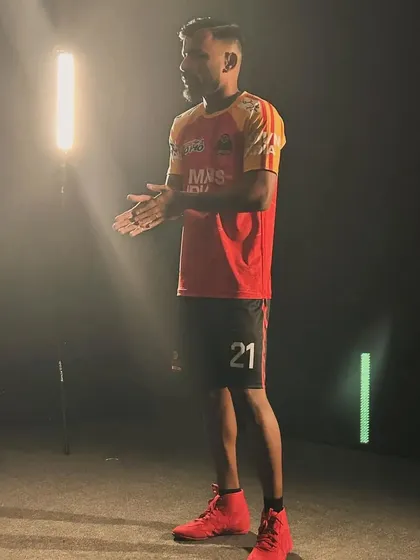 Dipesh More, a key player for the Odisha Juggernauts, during a photoshoot for Ultimate Kho Kho. We are proud to see our athletes shine in the spotlight.