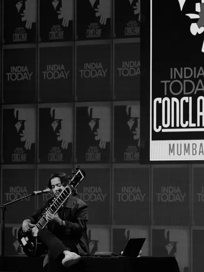 A black and white shot of my performance at the conclave, a truly memorable day.