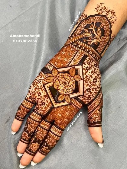 A duplicate of image 2, this design highlights the beauty of a central floral element. The surrounding patterns complement the rose without overpowering it.