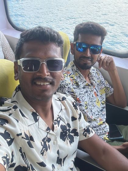 A cool selfie on the ferry, enjoying the sea breeze and the views on the way to another island in Andaman.