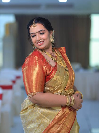 A beautiful, happy candid of Chandana. My goal is always to create a look that makes my clients feel confident and joyful on their special days.