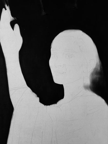 Another view of the negative space technique, where the background is completed first.