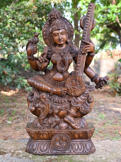 A full view of the 36-inch Abhinaya Saraswathi, showcasing her graceful and dynamic pose.