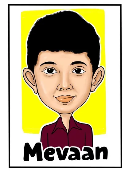 This is a colorful headshot caricature, perfect for a young person's birthday gift or a fun profile picture. The style is clean, with a focus on the facial features.