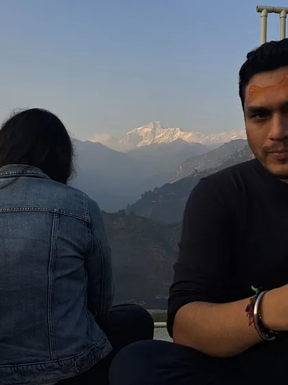 A quiet moment of reflection with the majestic Himalayas in the background. This is the peace you find on our trips.