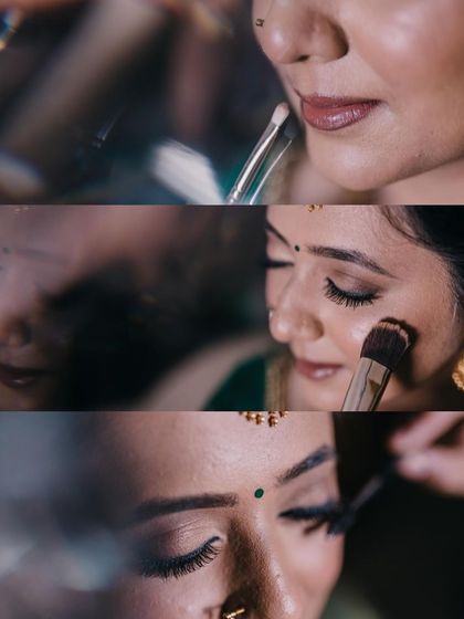 A duplicate of ID 115, this collage shows the detailed process of a bride's makeup application.