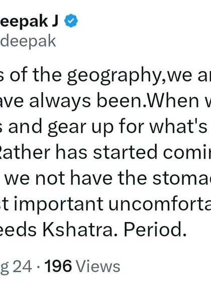 An uncomfortable but essential truth. We are on our own and have always been. Dharma needs Kshatra, the martial spirit, for its protection. Period.